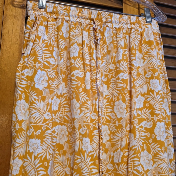 Zeagoo Orange White Floral Bohemian Boho Maxi Skirt Pockets Women's Size L - Picture 14 of 14